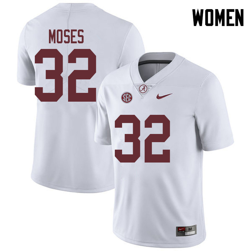 Women #32 Dylan Moses Alabama Crimson Tide College Football Jerseys Sale-White